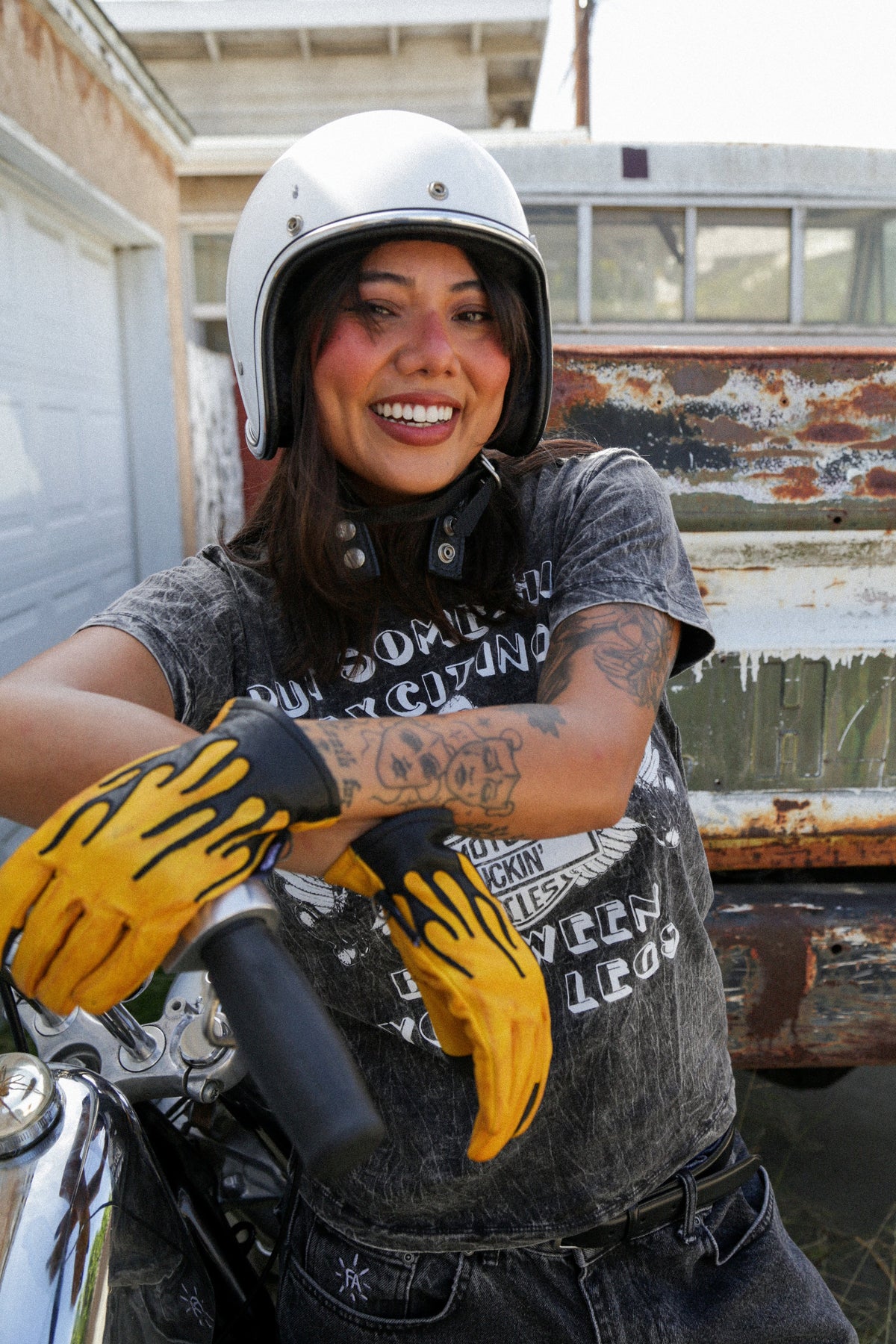 Black Flame Yellow Gloves